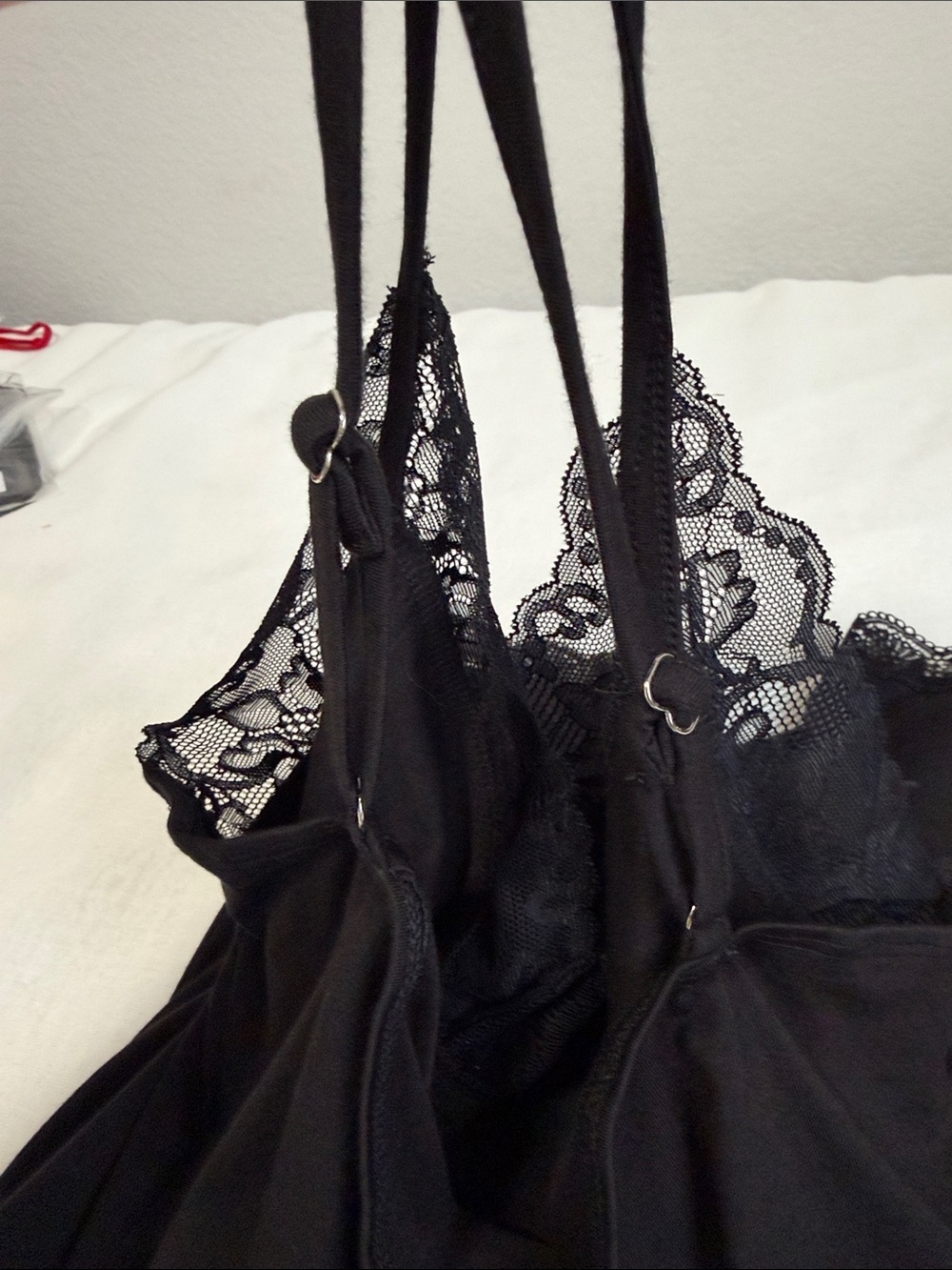 Women’s Jumpsuit Spaghetti Straps Lace V Neck Sleeveless Short Romper Black L - Picture 12 of 16